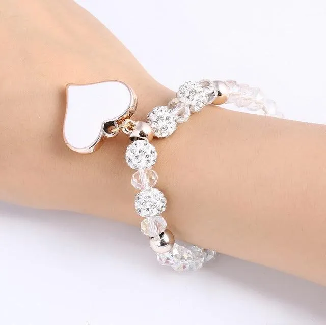 TBOO Crystal Bracelet & Bangle Elastic Heart Bracelets For Women Handmade Rhinestone Beads pulseira masculina Boho Jewelry