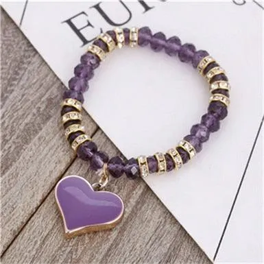 TBOO Crystal Bracelet & Bangle Elastic Heart Bracelets For Women Handmade Rhinestone Beads pulseira masculina Boho Jewelry