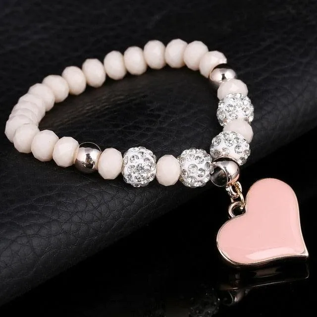 TBOO Crystal Bracelet & Bangle Elastic Heart Bracelets For Women Handmade Rhinestone Beads pulseira masculina Boho Jewelry