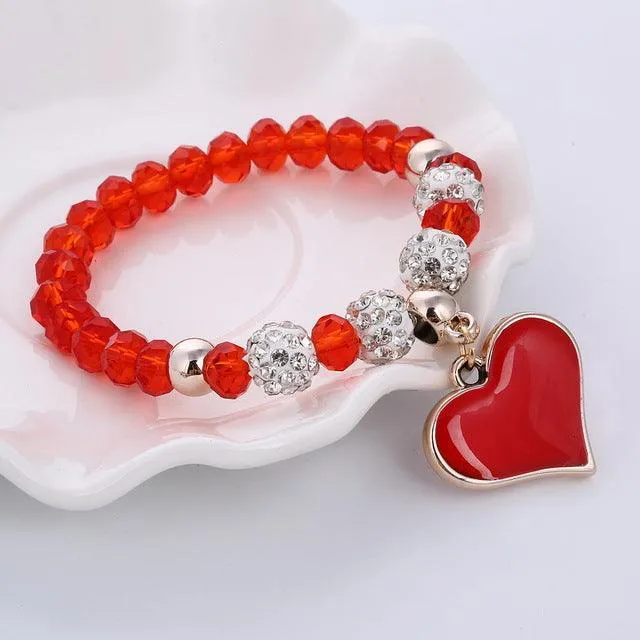 TBOO Crystal Bracelet & Bangle Elastic Heart Bracelets For Women Handmade Rhinestone Beads pulseira masculina Boho Jewelry