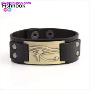 The Eye Of Horus Antique Bronze Leather Wide Wristband