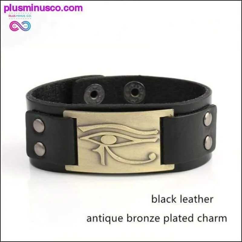 The Eye Of Horus Antique Bronze Leather Wide Wristband