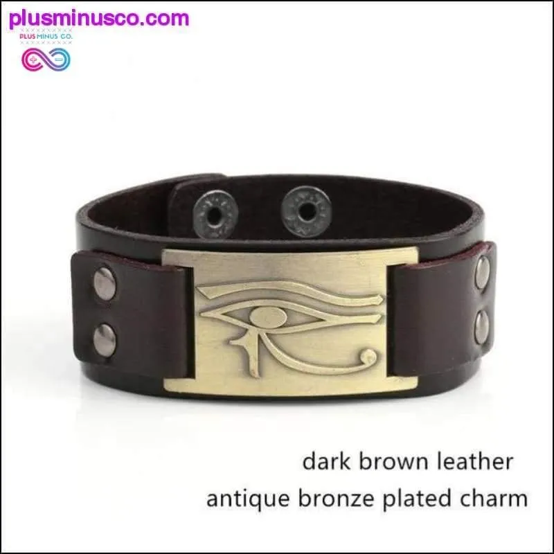The Eye Of Horus Antique Bronze Leather Wide Wristband