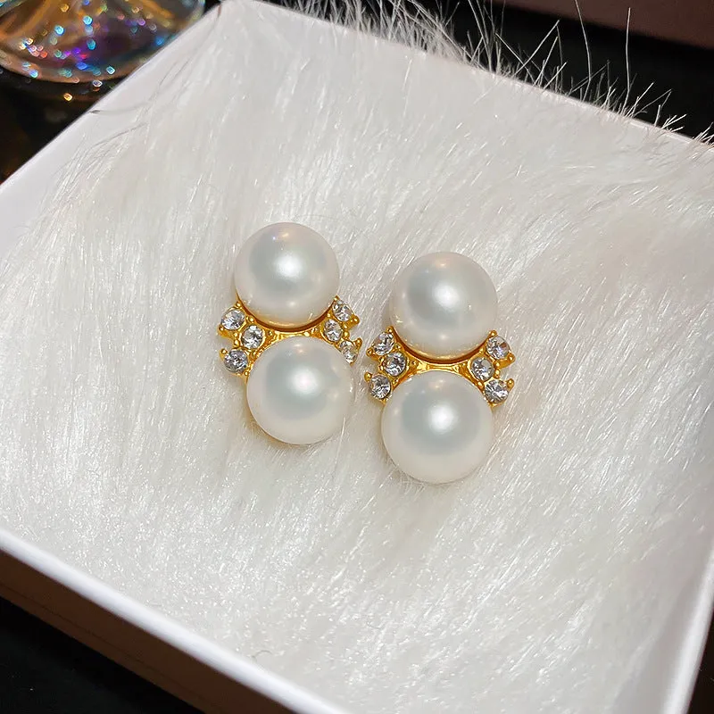 Three-color elegant crystal earrings