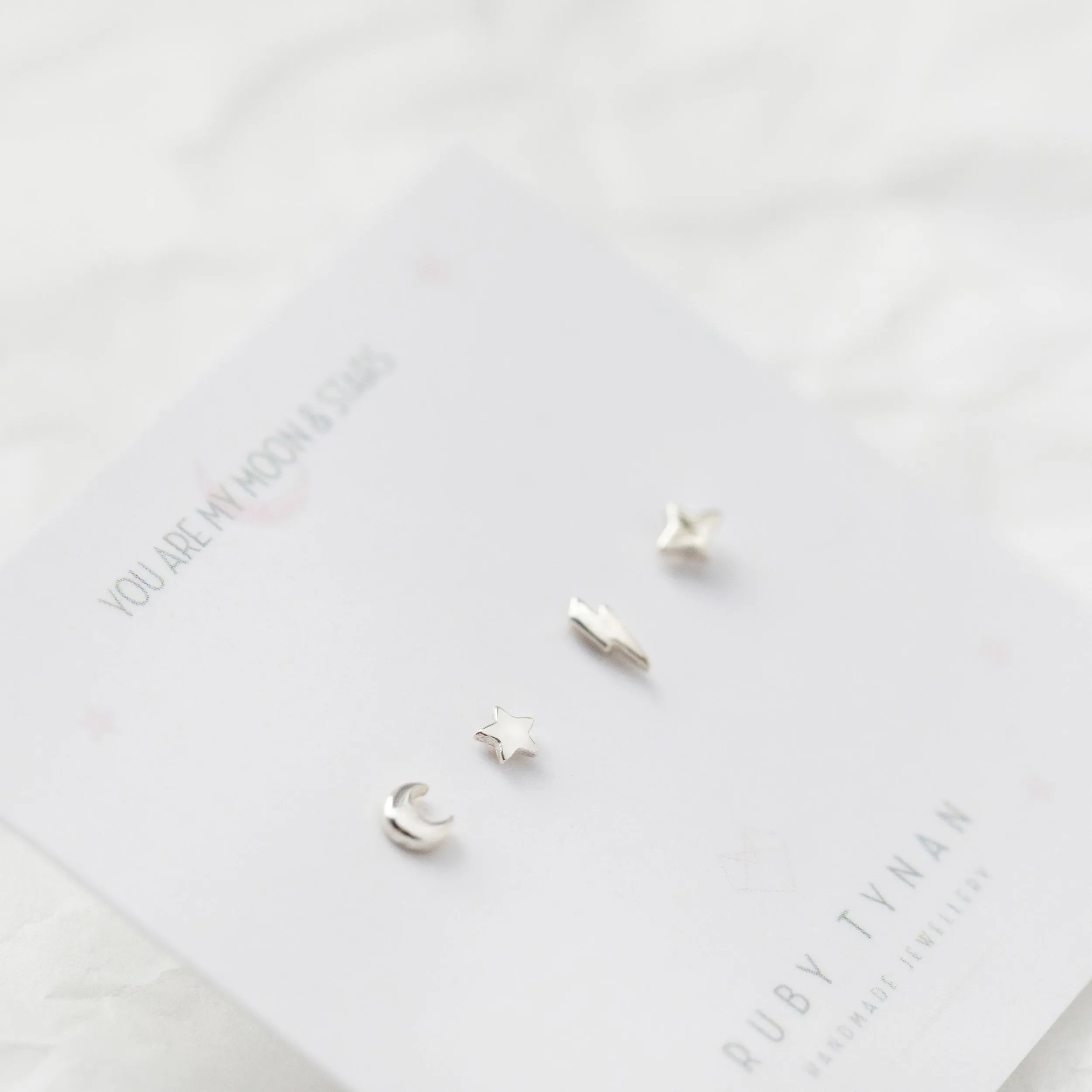 Tiny 9ct Gold Celestial Stud Earrings