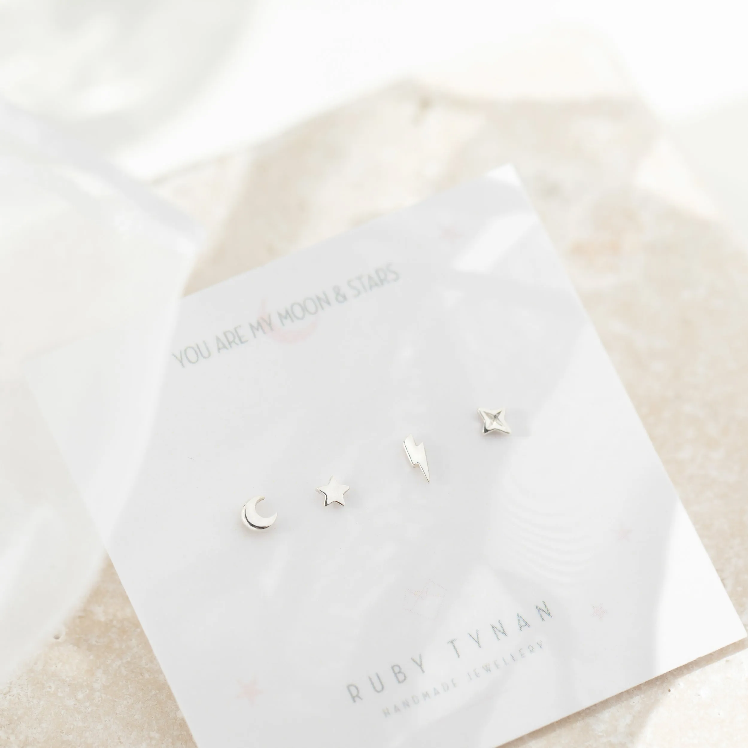 Tiny 9ct Gold Celestial Stud Earrings