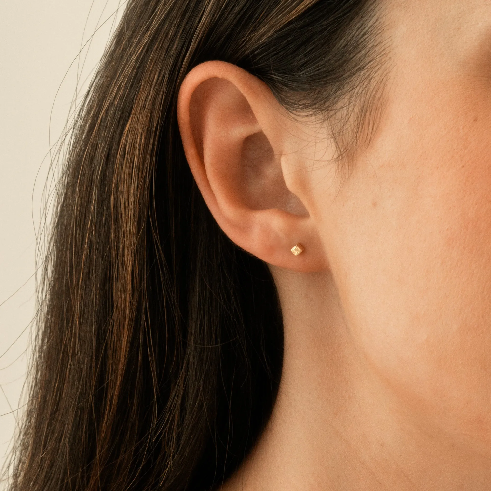 Tiny Cube Stud Earrings