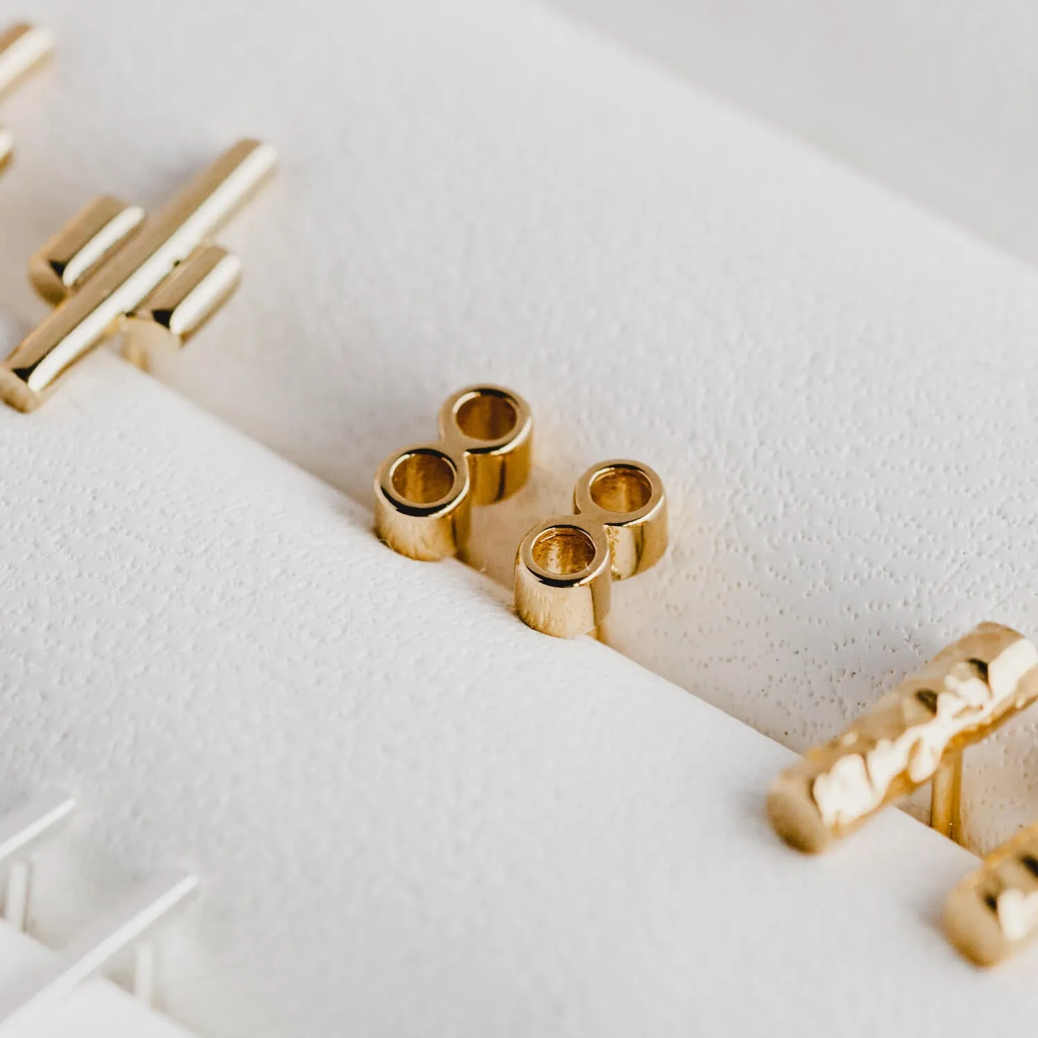 Tiny Double Tube Studs Rose Gold