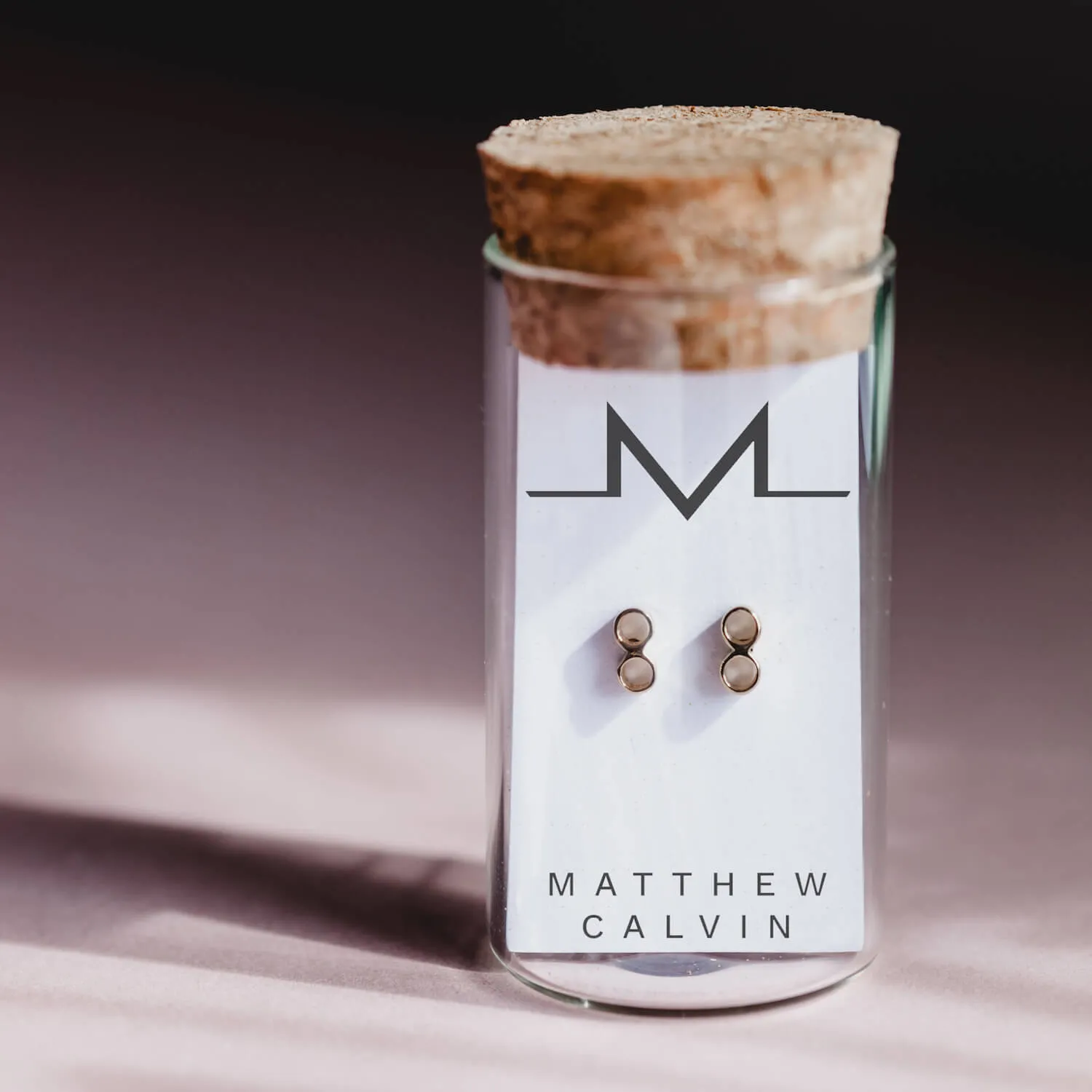 Tiny Double Tube Studs Rose Gold