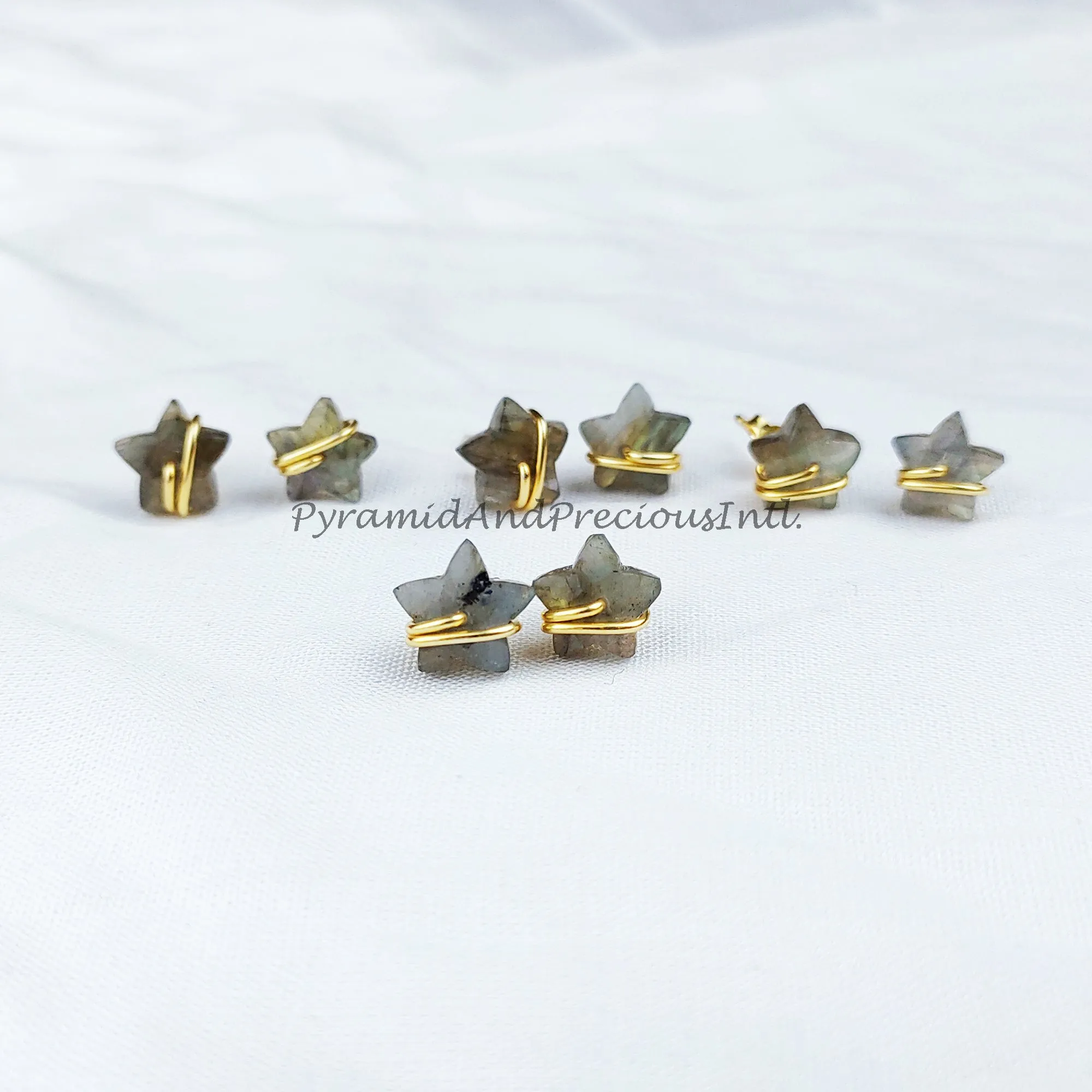 Tiny Labradorite studs, star shape jewelry, wire wrap earrings, minimalist crystal jewelry, boho earrings, Sold By Pair