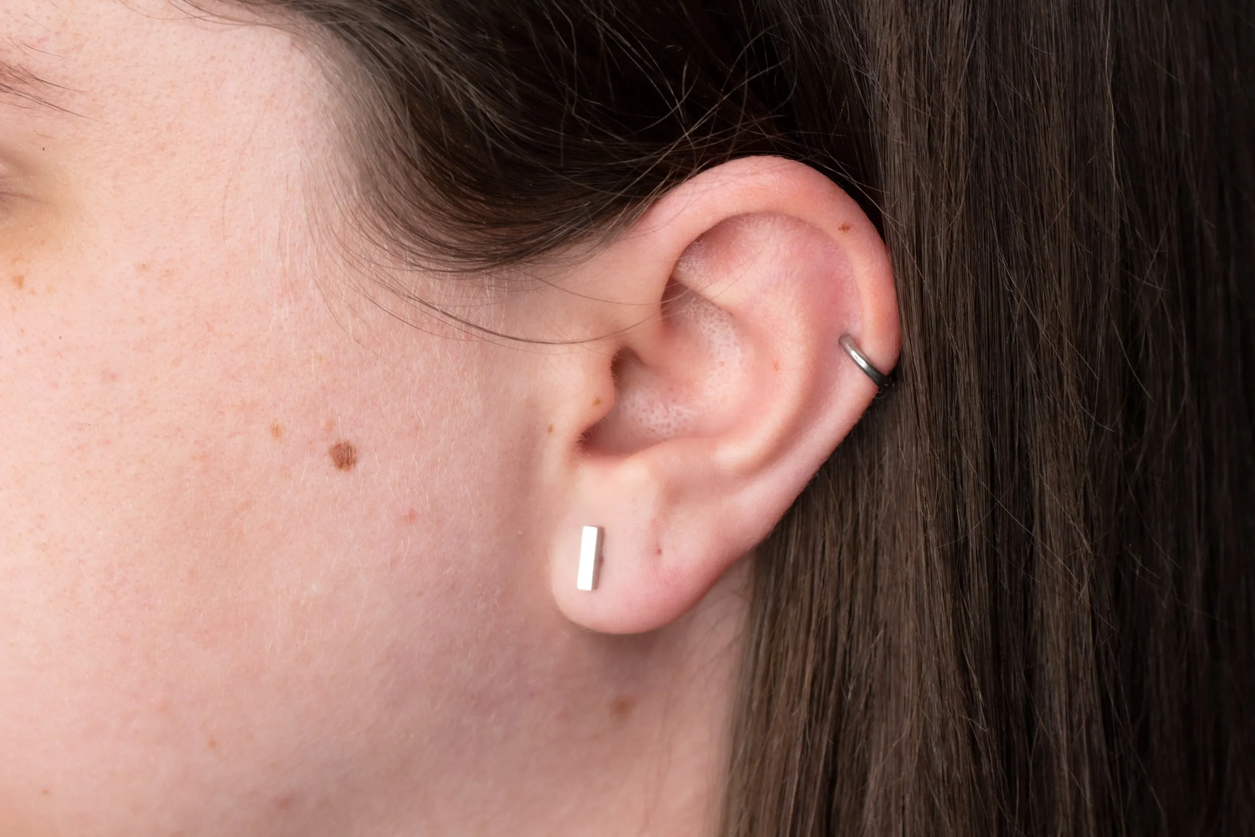 Tiny Silver Bar Studs