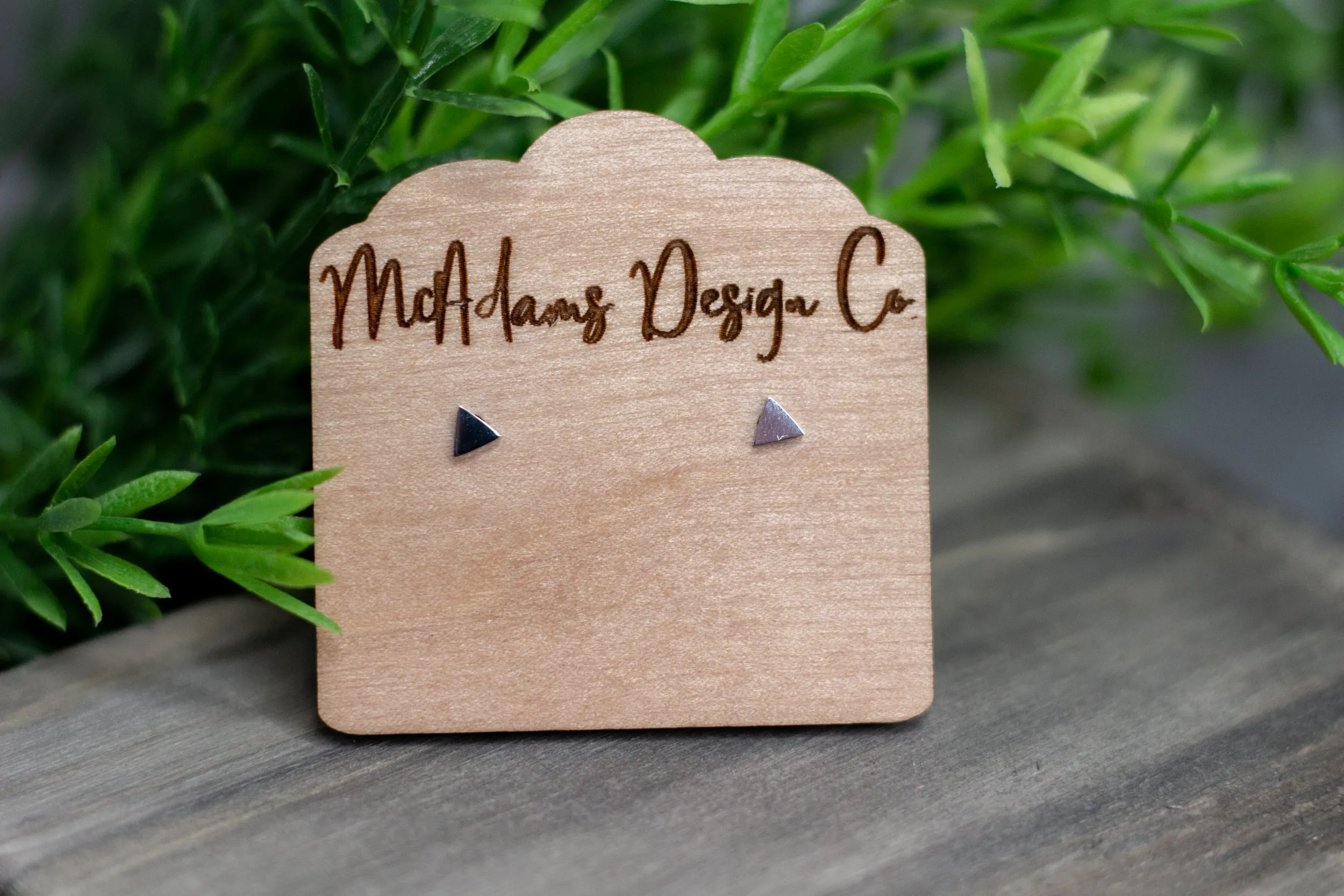 Tiny Silver Triangle Studs