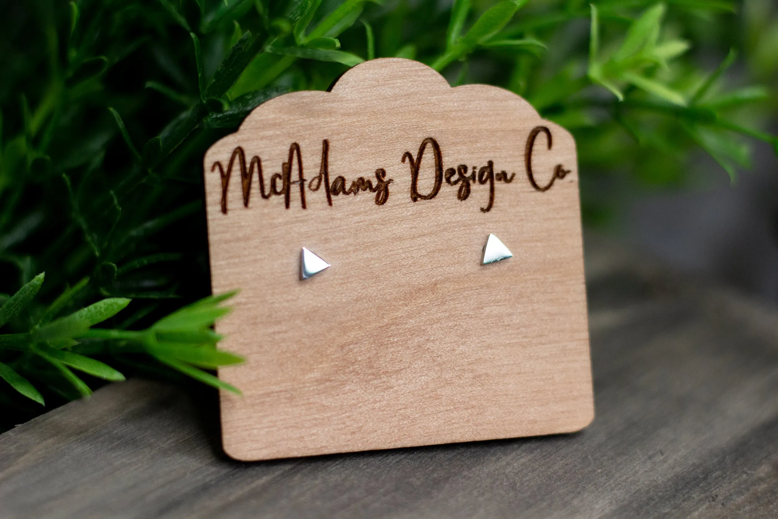 Tiny Silver Triangle Studs