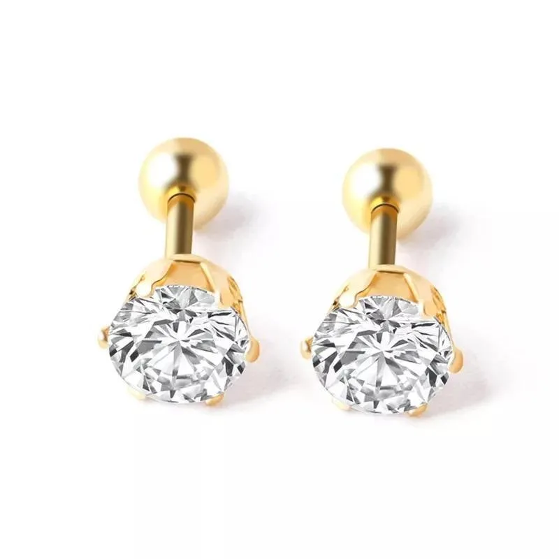 Titanium Gold Screw on Ball Back Studs Pair