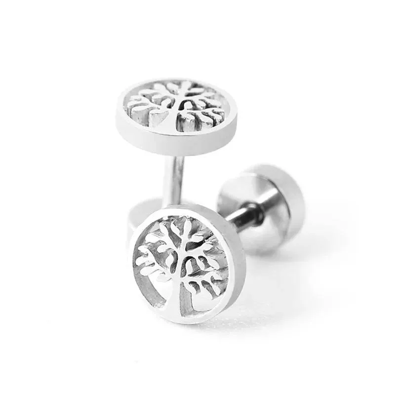 Titanium Gold Tree Of Life Back Screw on Studs Pair