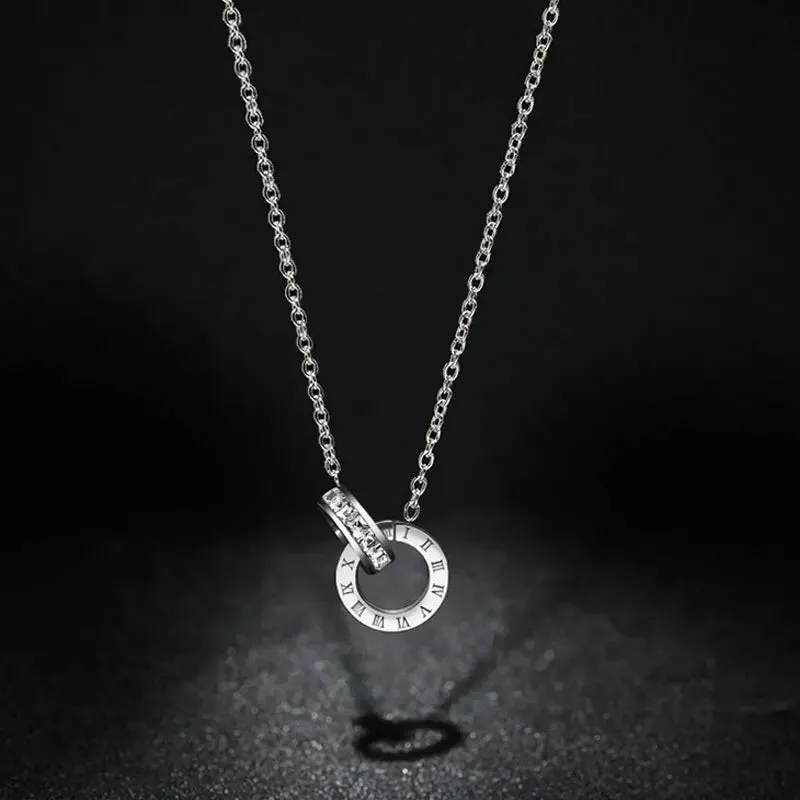 Titanium Steel Locked Rings Pendant Necklace