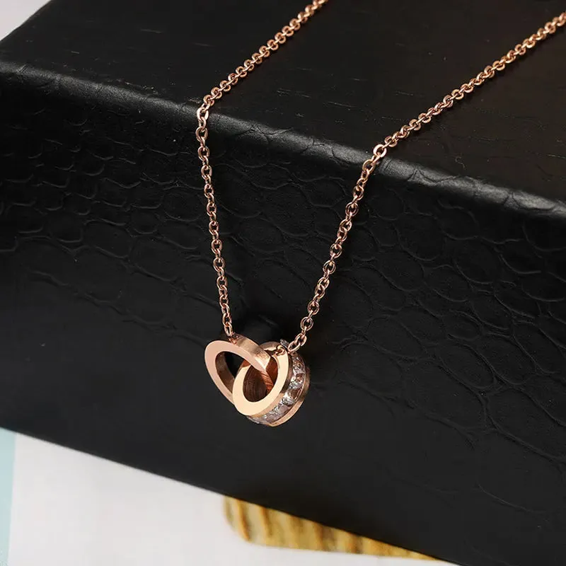 Titanium Steel Locked Rings Pendant Necklace