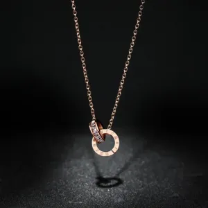 Titanium Steel Locked Rings Pendant Necklace