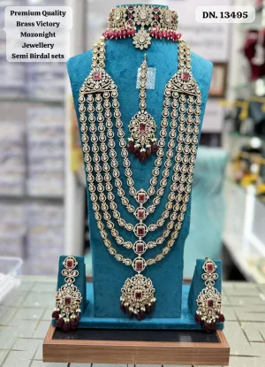 Traditional Red Colour Indian Semi Bridal Set