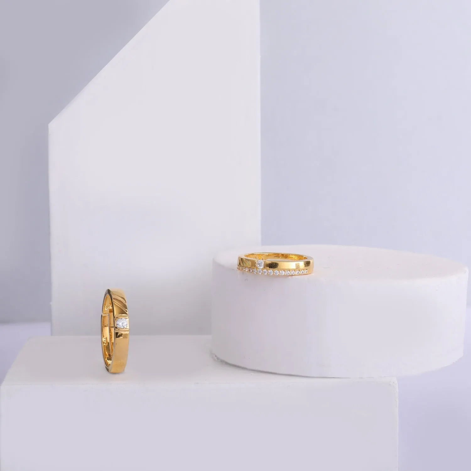 Tranquil Love CZ Silver Couple Rings