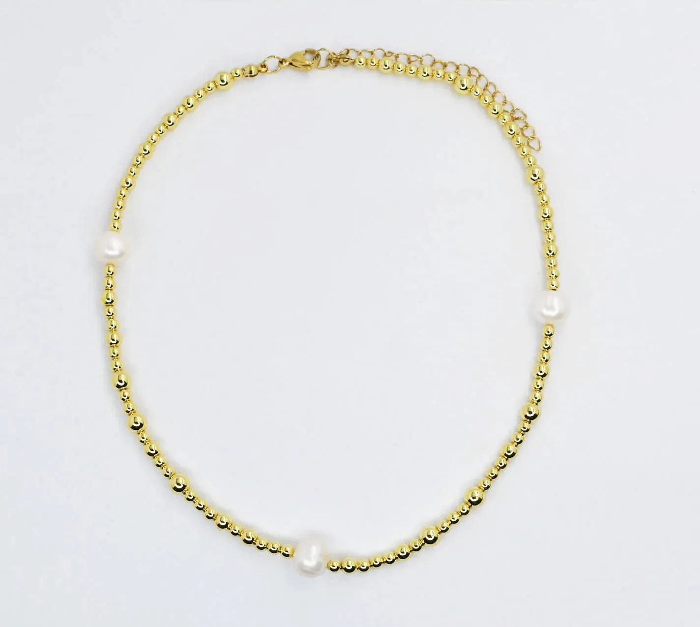 Treasure Jewels | Gold Beaded Necklace with Pearls