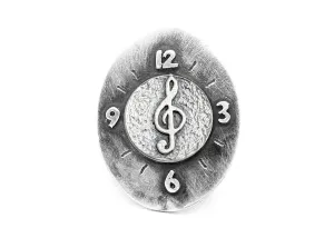 Treble Klef Musical Coin Medallion Clock Ring