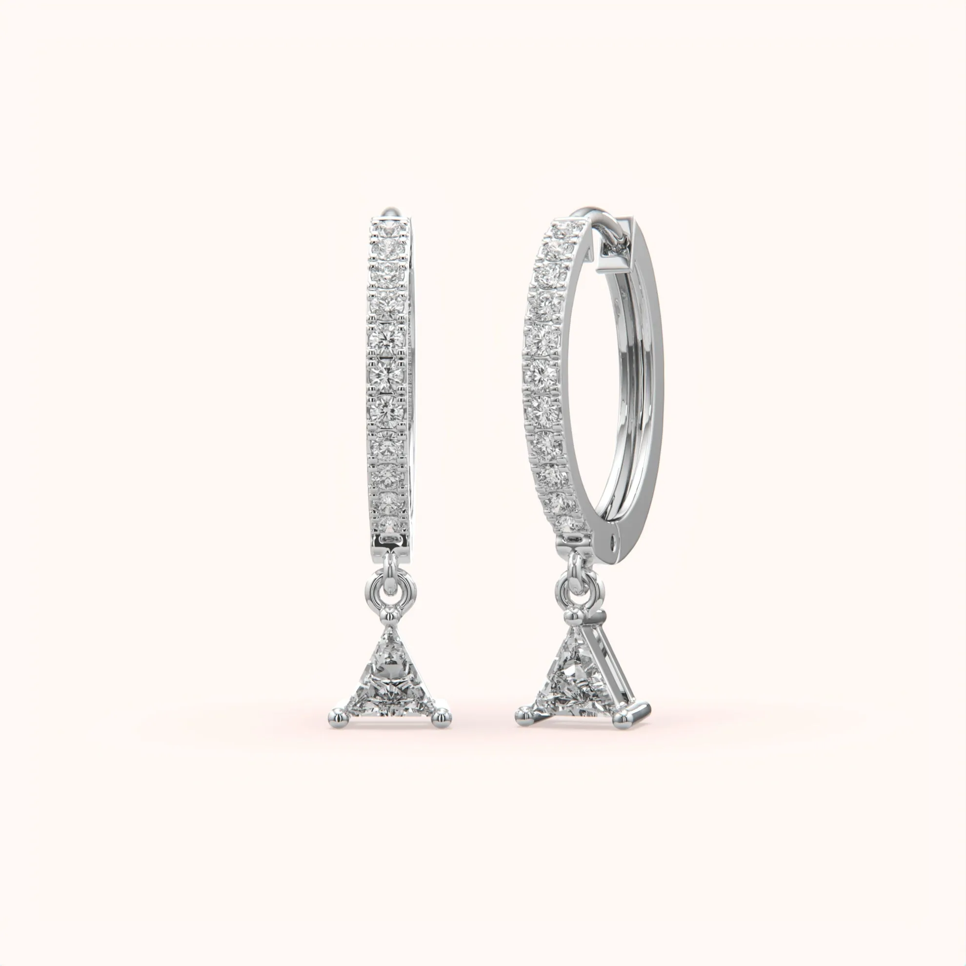 Triangle & Round Diamond Dangle Earring
