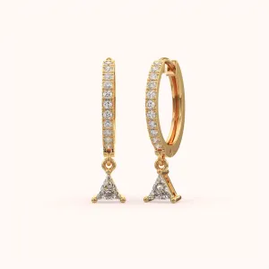 Triangle & Round Diamond Dangle Earring