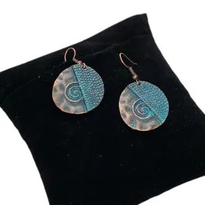 Tribal Copper Patina Drop Earrings