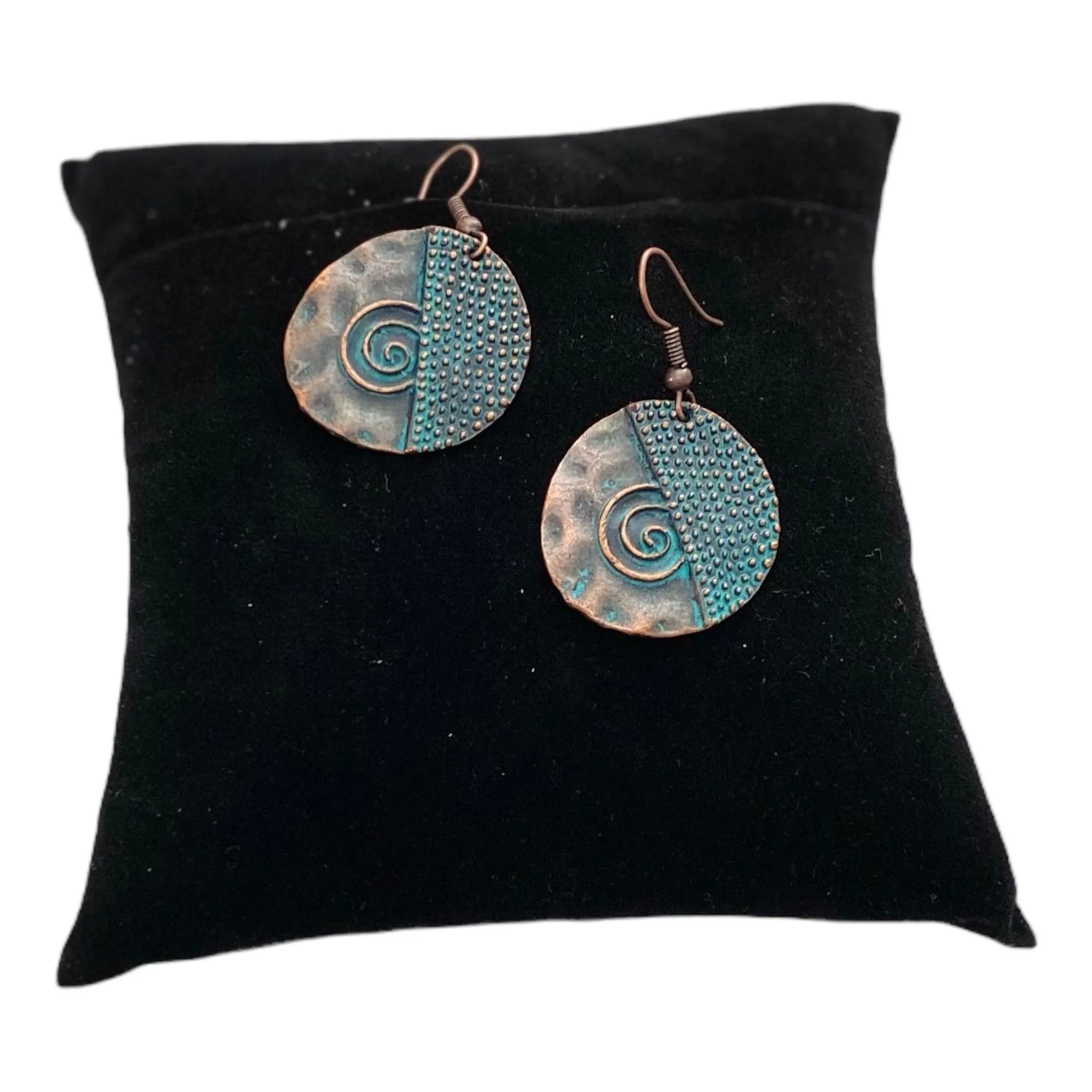 Tribal Copper Patina Drop Earrings