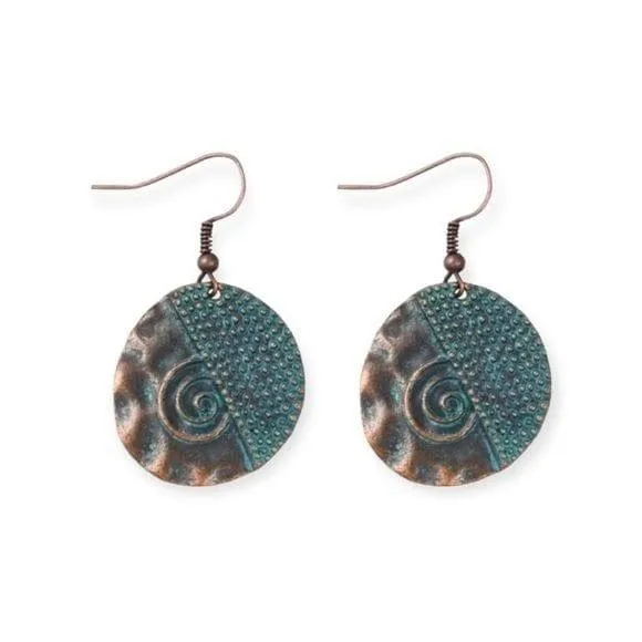 Tribal Copper Patina Drop Earrings