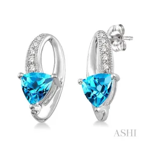 Trillion Shape Gemstone & Diamond Earrings