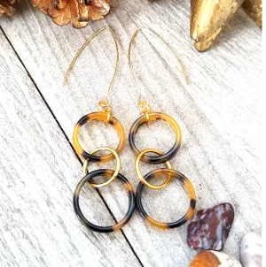 Triple Circle Tortoise Shell Earrings