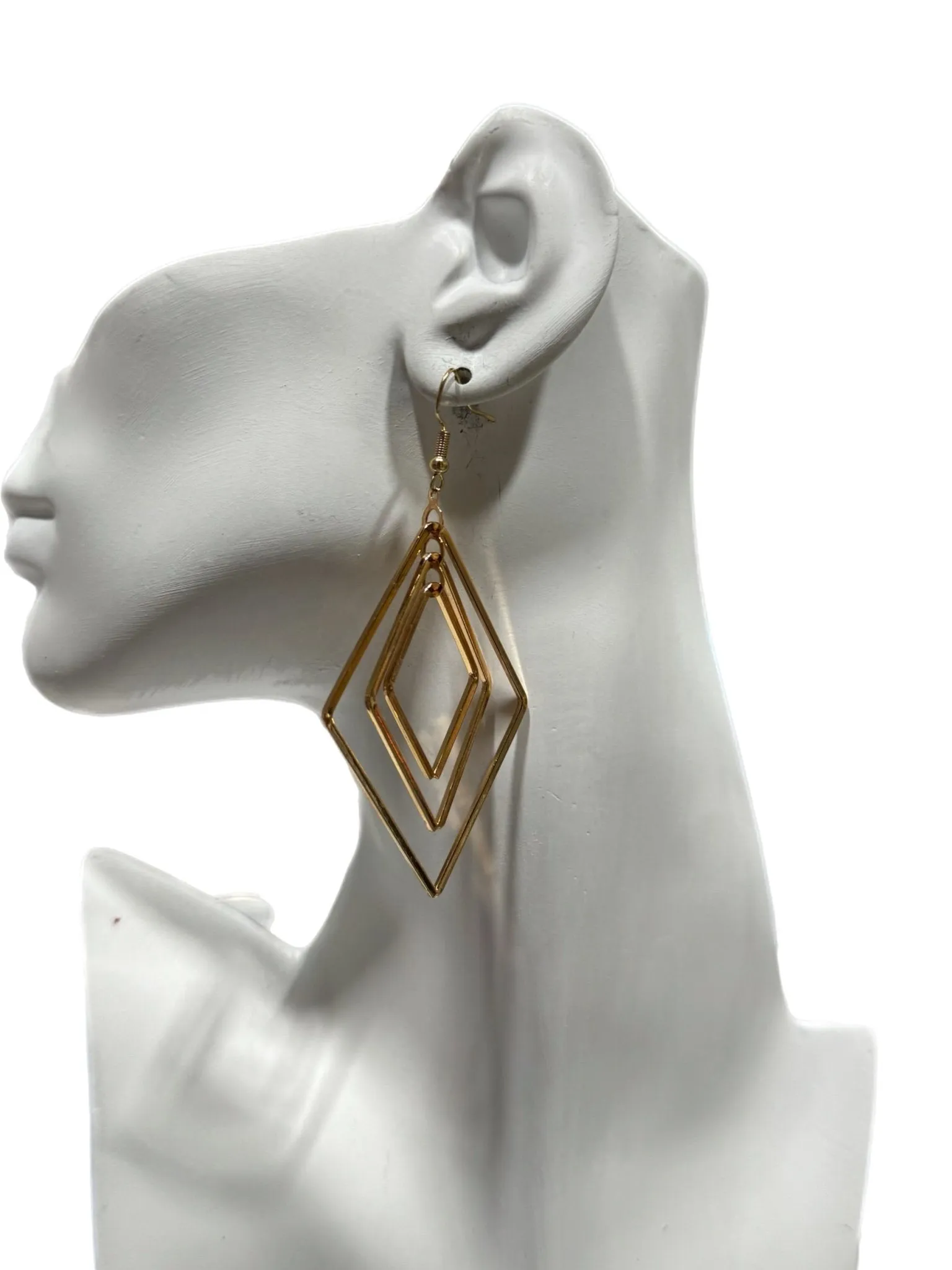 Triple Diamond Dangling Earrings