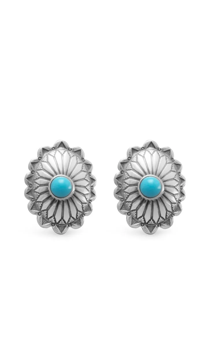 Turquoise Concho Stud Earrings