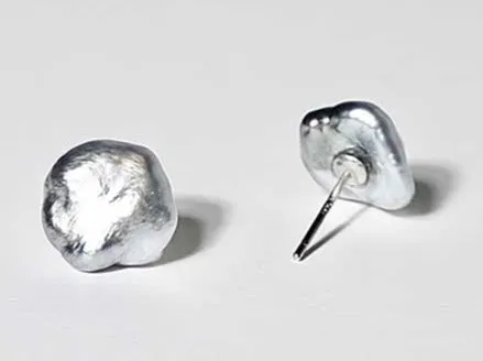 Unique 10.7-11.6mm Tahitian Keshi Pearl Stud Earrings