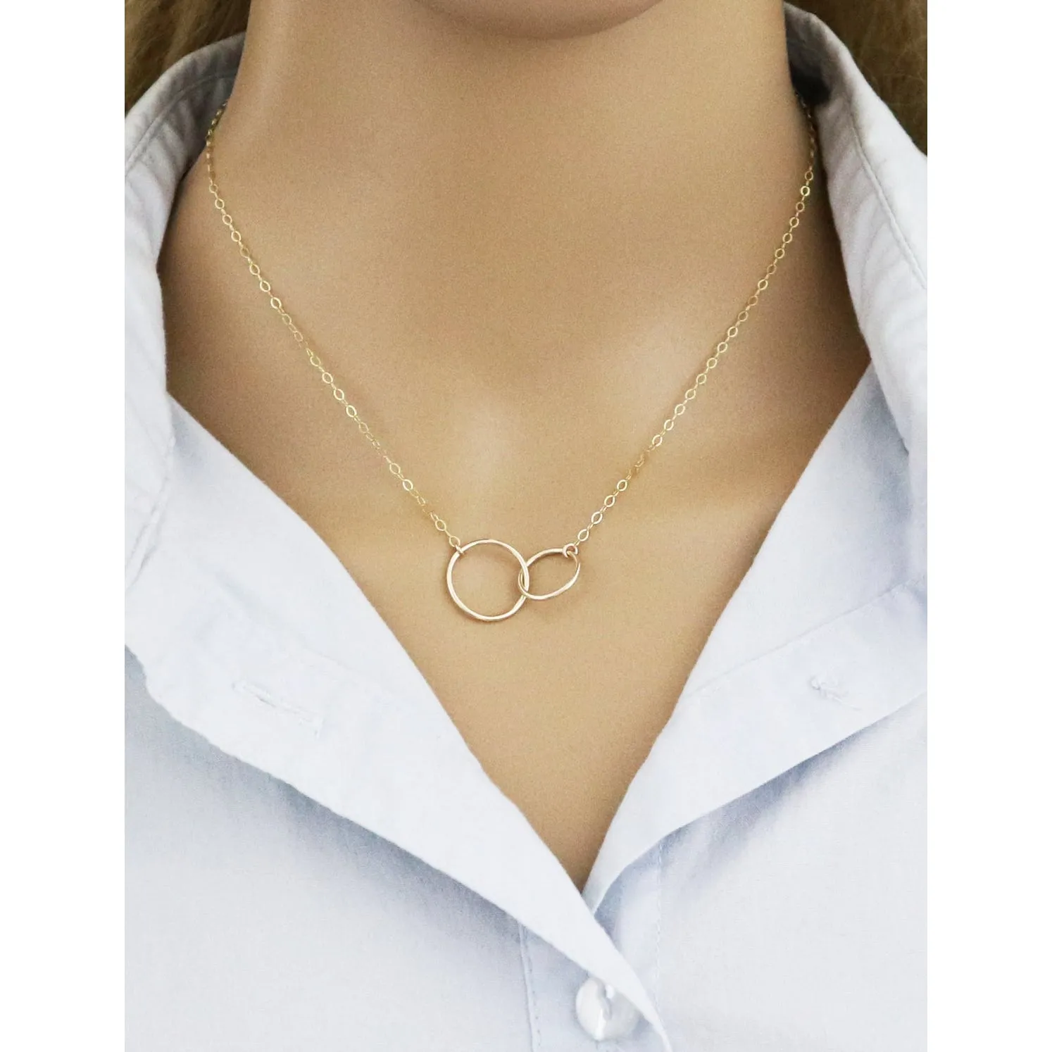 Unity Linked Dainty Circle Gold Necklace