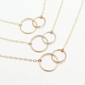 Unity Linked Dainty Circle Gold Necklace