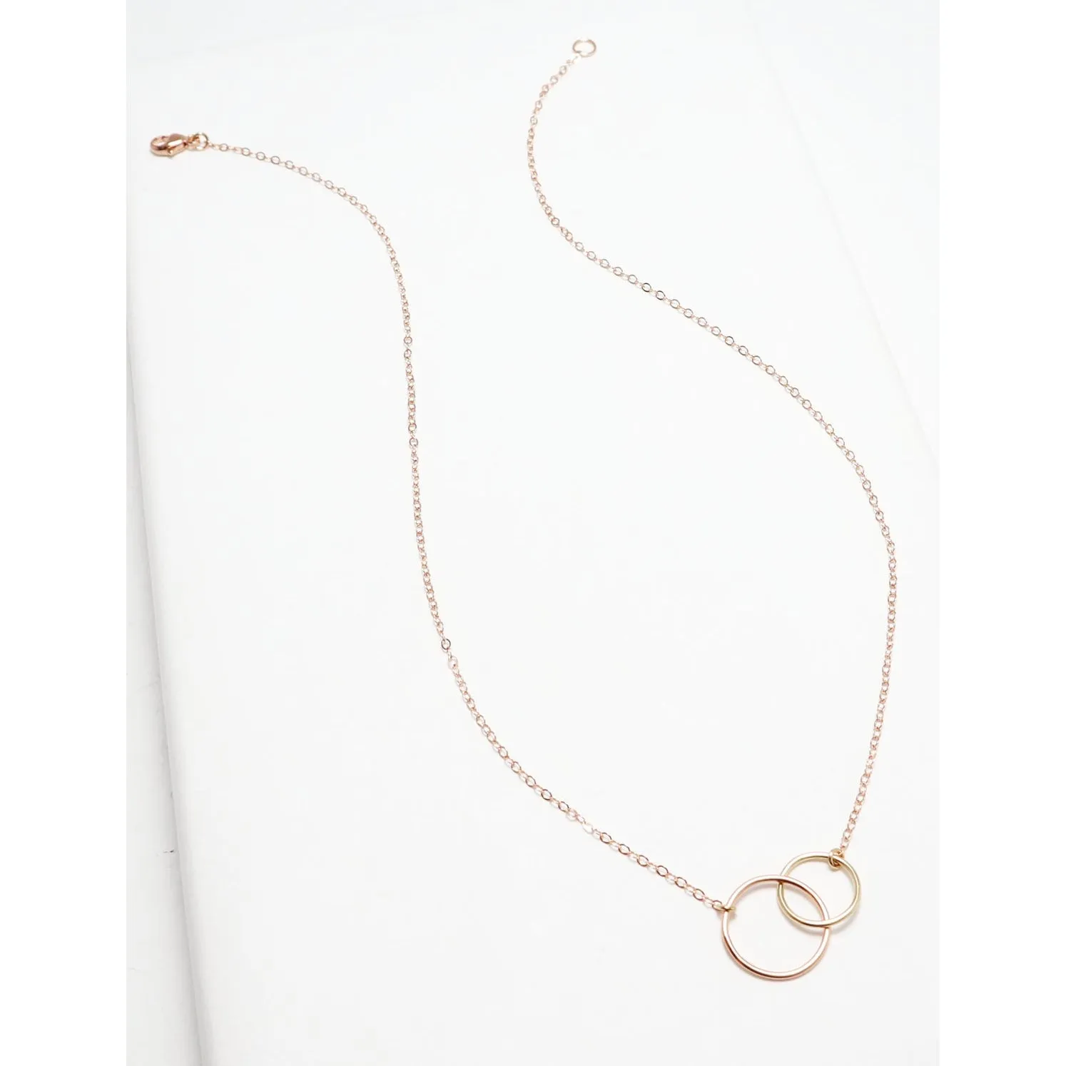 Unity Linked Dainty Circle RoseGold Necklace