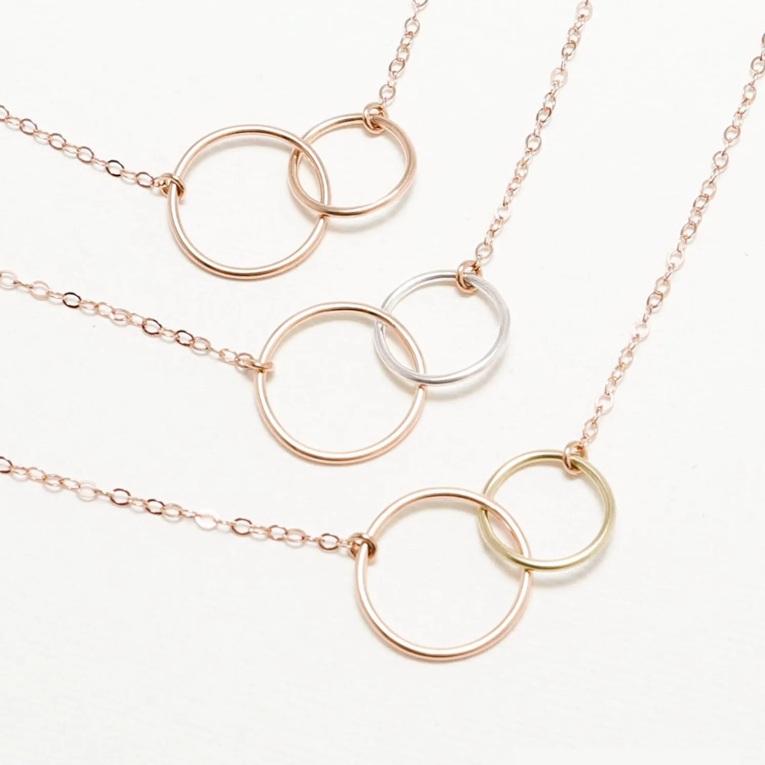 Unity Linked Dainty Circle RoseGold Necklace