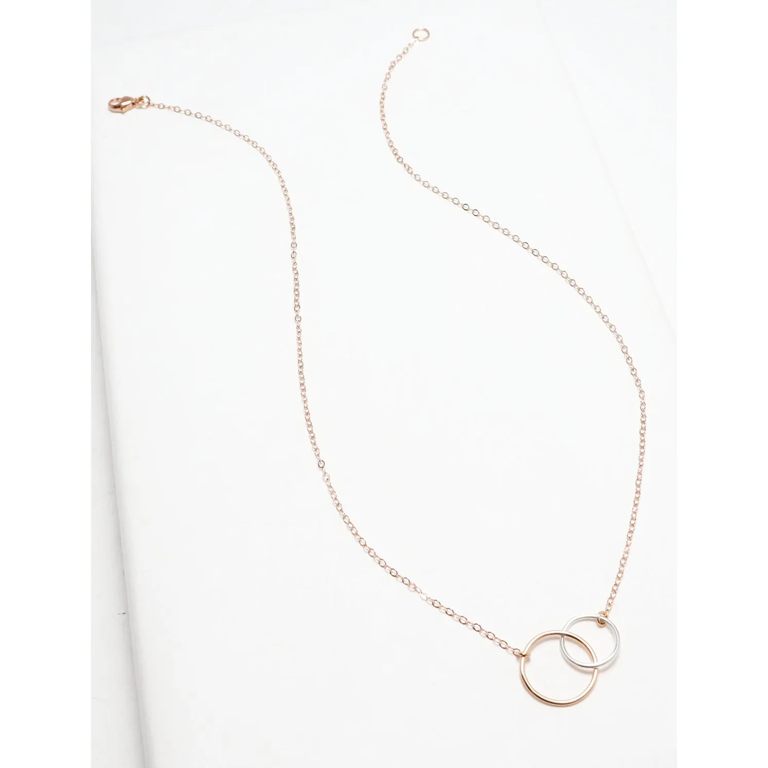 Unity Linked Dainty Circle RoseGold Necklace