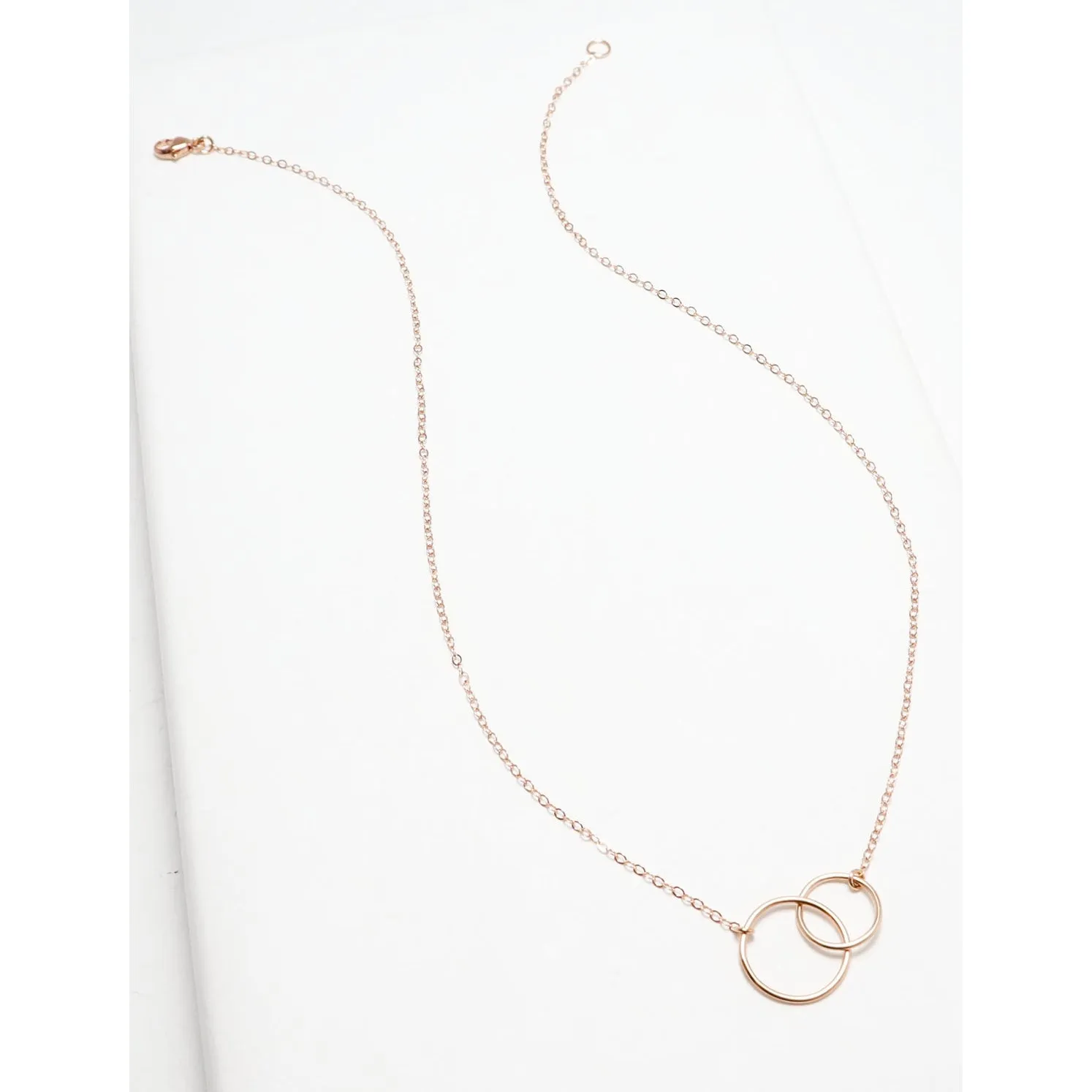 Unity Linked Dainty Circle RoseGold Necklace