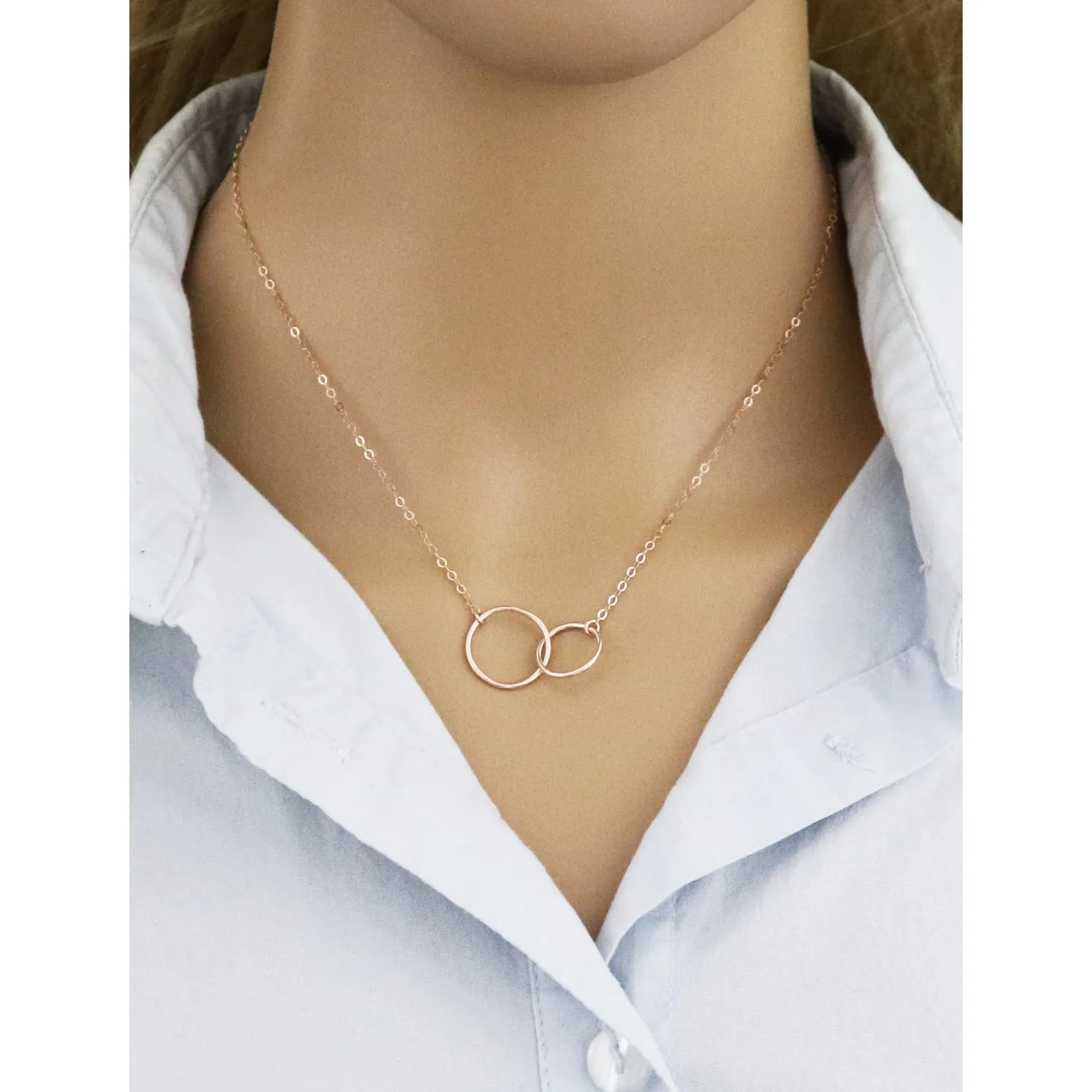 Unity Linked Dainty Circle RoseGold Necklace