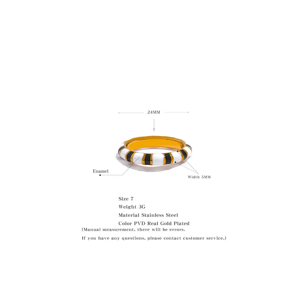 VAIGE Bold Zebra Stripes Enamel Ring in Black and White
