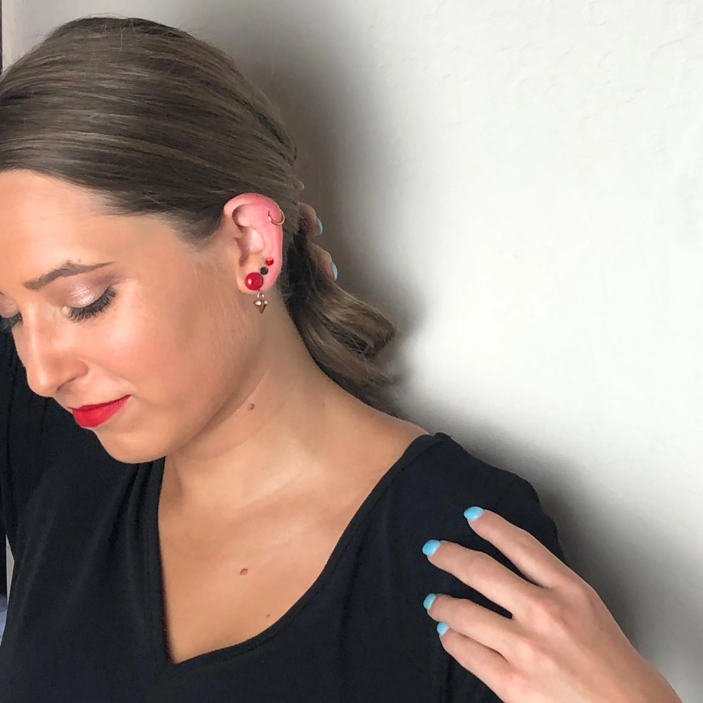 Very Cherry Red & Gold Spike Small Studs Set | As Seen on the CW's Riverdale