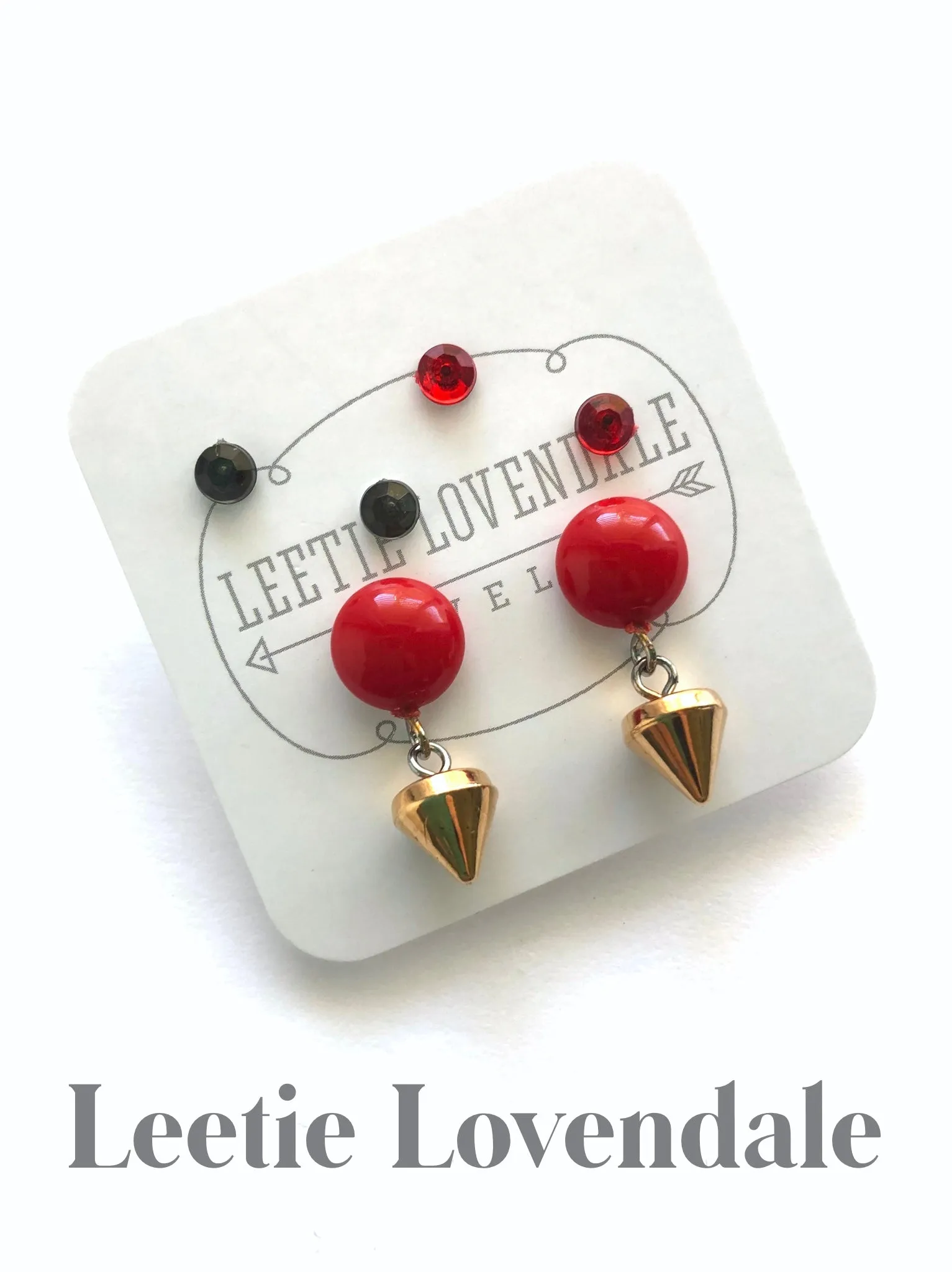 Very Cherry Red & Gold Spike Small Studs Set | As Seen on the CW's Riverdale