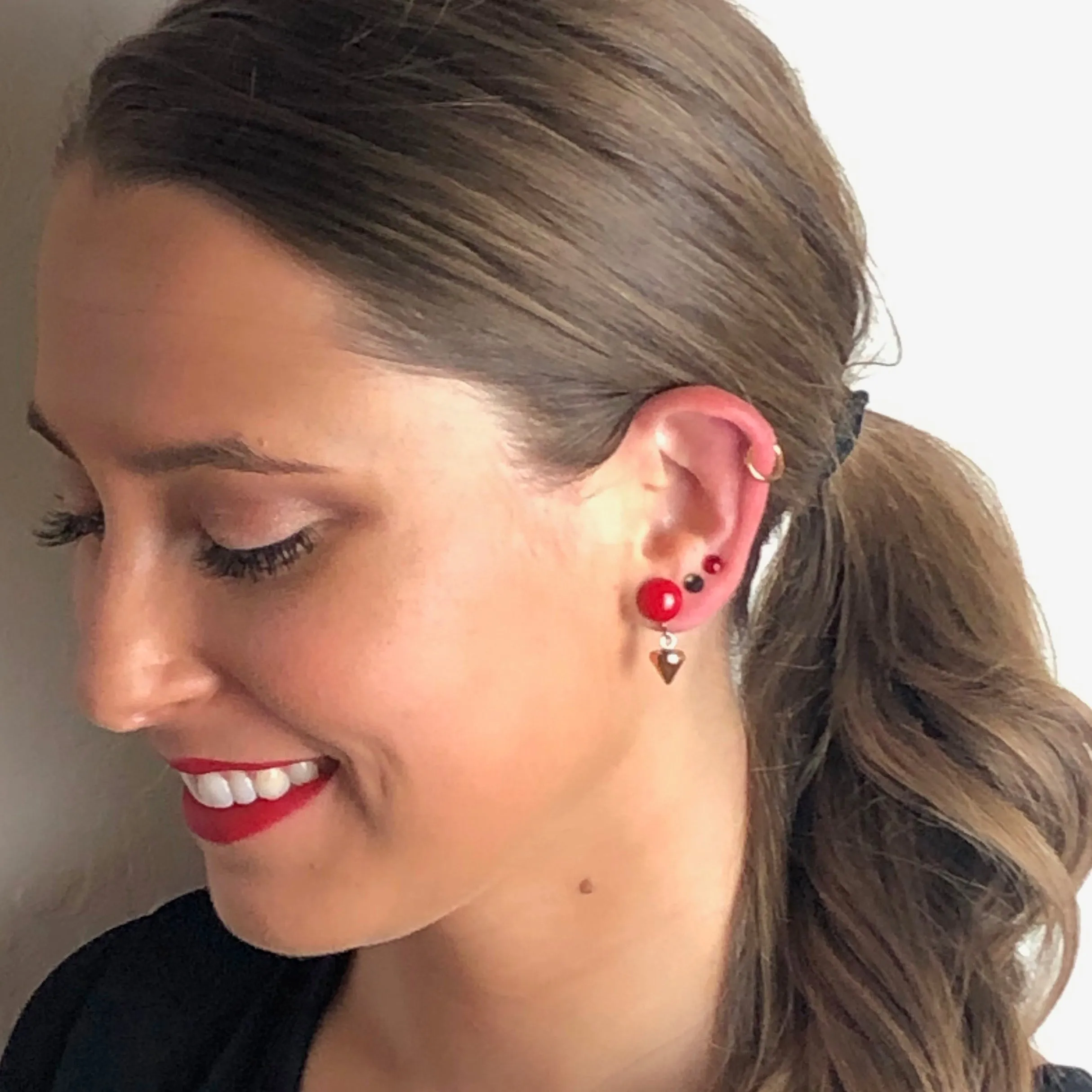 Very Cherry Red & Gold Spike Small Studs Set | As Seen on the CW's Riverdale