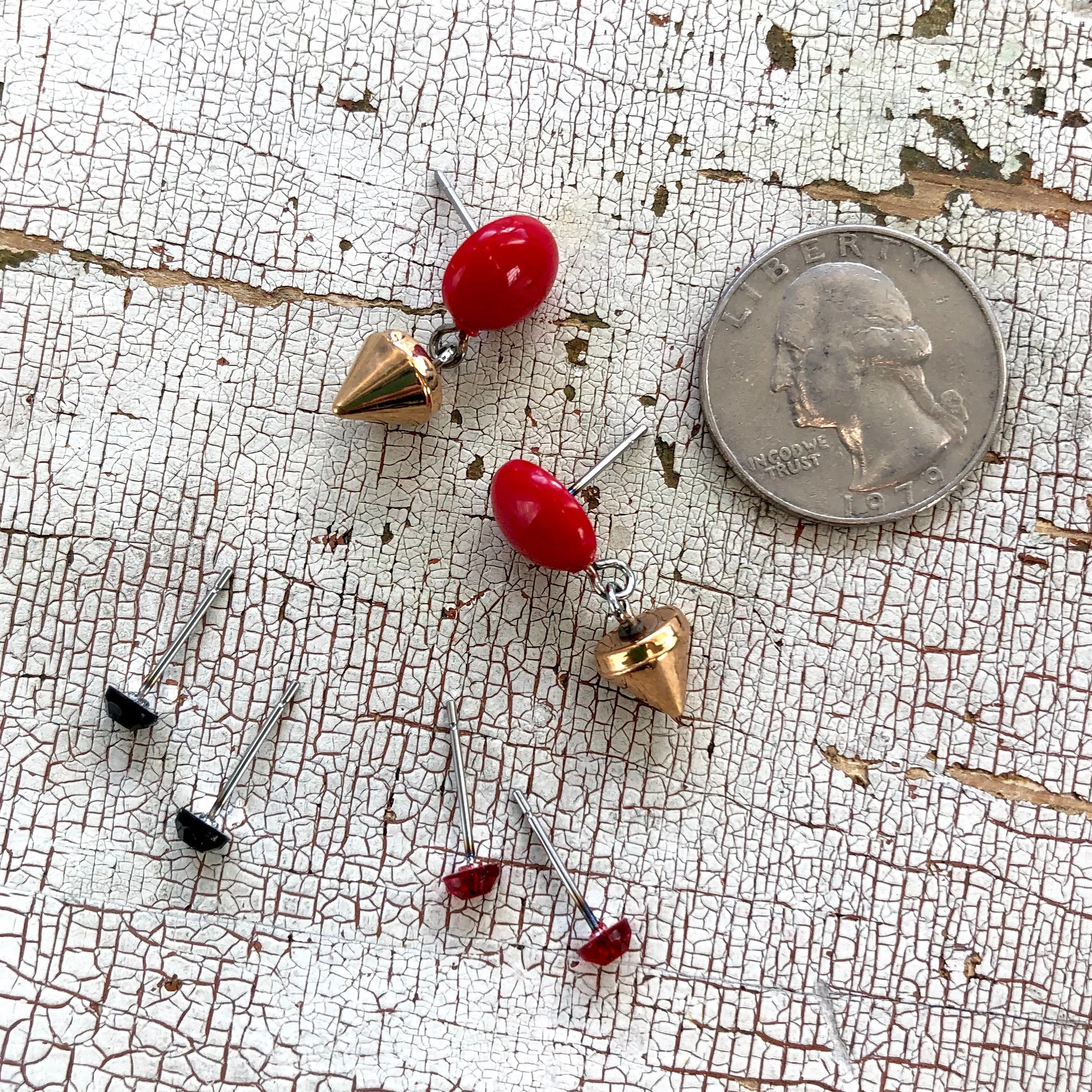 Very Cherry Red & Gold Spike Small Studs Set | As Seen on the CW's Riverdale