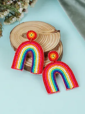 Vibrant Handcrafted Rainbow Beaded Earrings for Fashion-Forward Females
