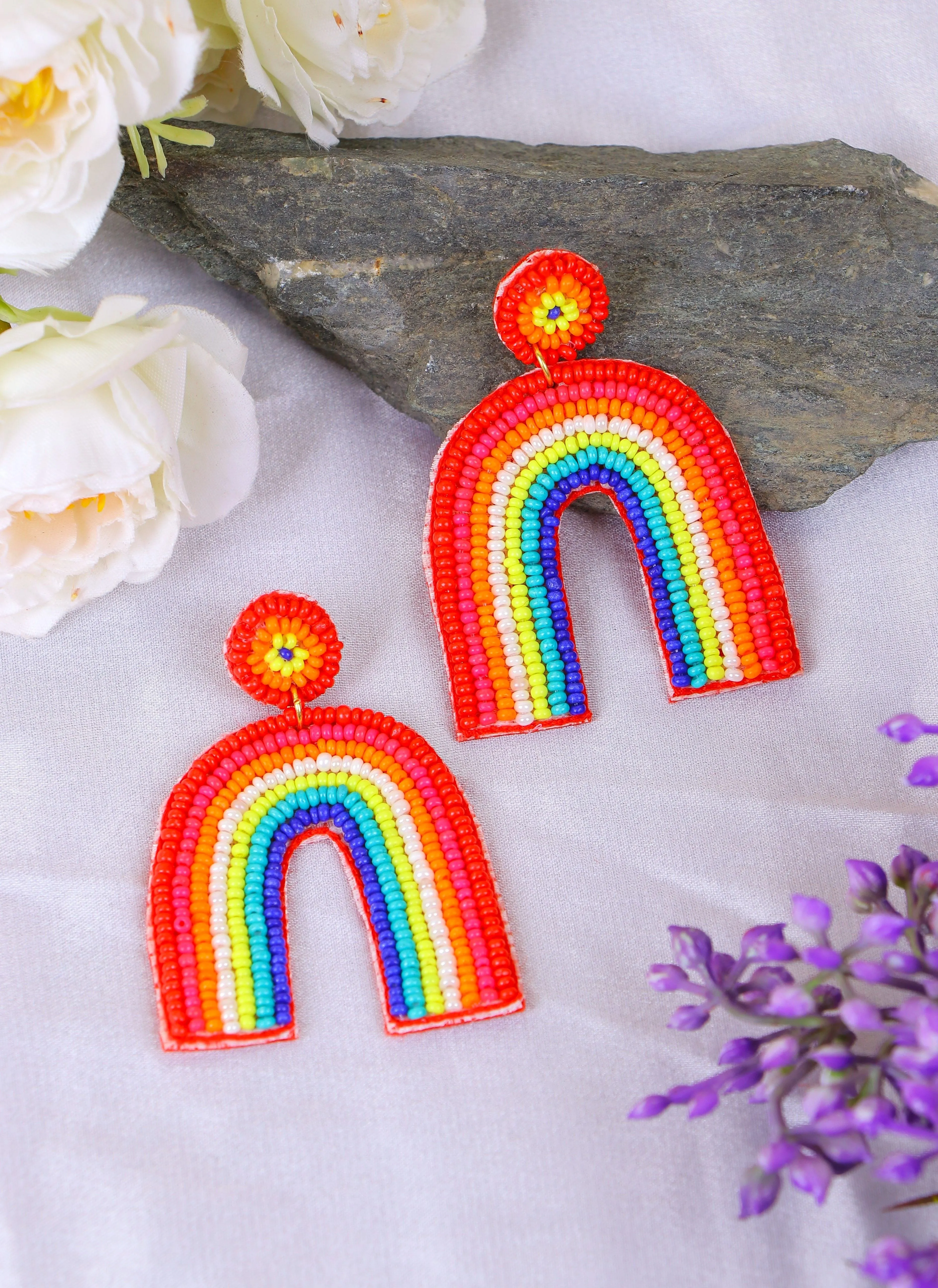 Vibrant Handcrafted Rainbow Beaded Earrings for Fashion-Forward Females